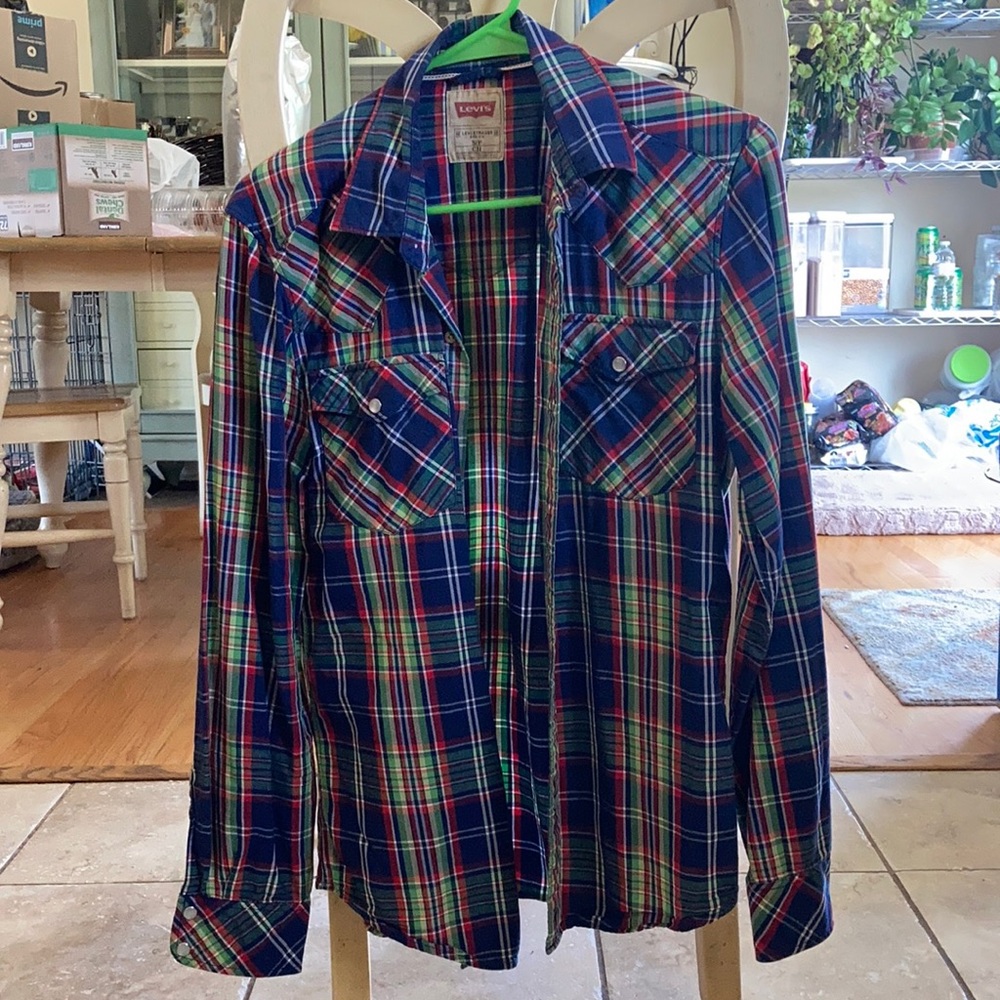 Levi’s Western Shirt - Small - blue green red